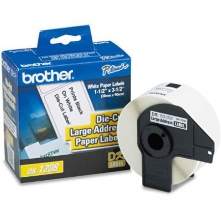 BROTHER Brother® Die-Cut Address Labels, 1.4" x 3.5", White, 400/Roll DK1208